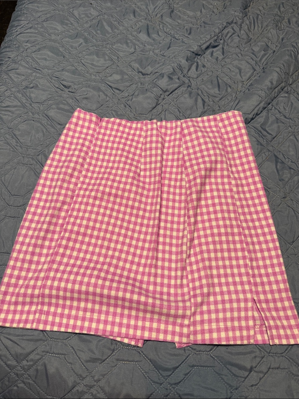 Purple Gingham Mini Skirt - Women